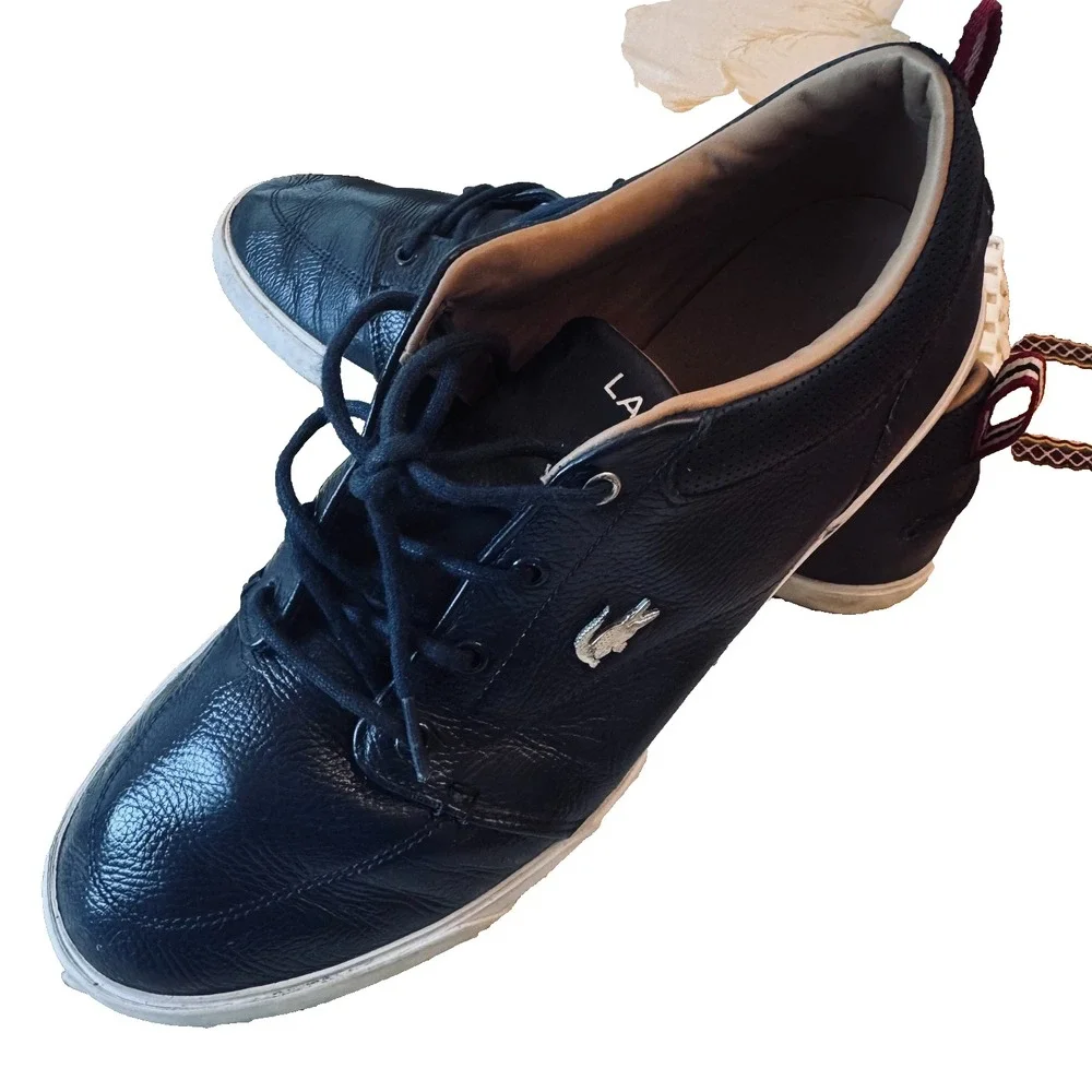Lacoste Bayliss Navy Pebbled Leather Sneakers Men's US 11.5 Casual Lace Up